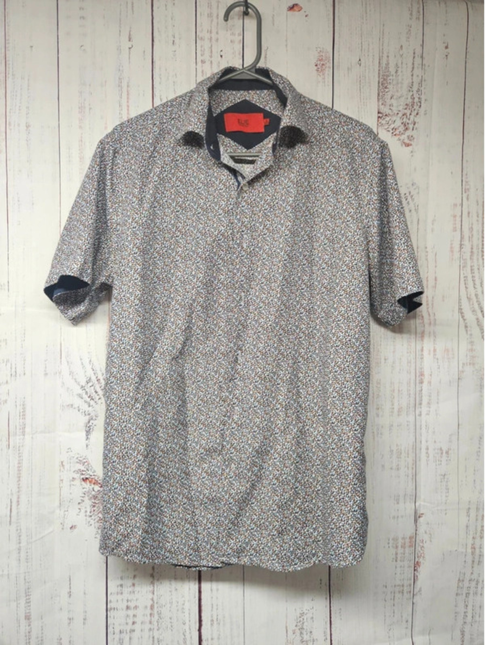 Elie Balleh Men’s S 14-14.5 Short Sleeve Button Up Shirt Micro Print Milano